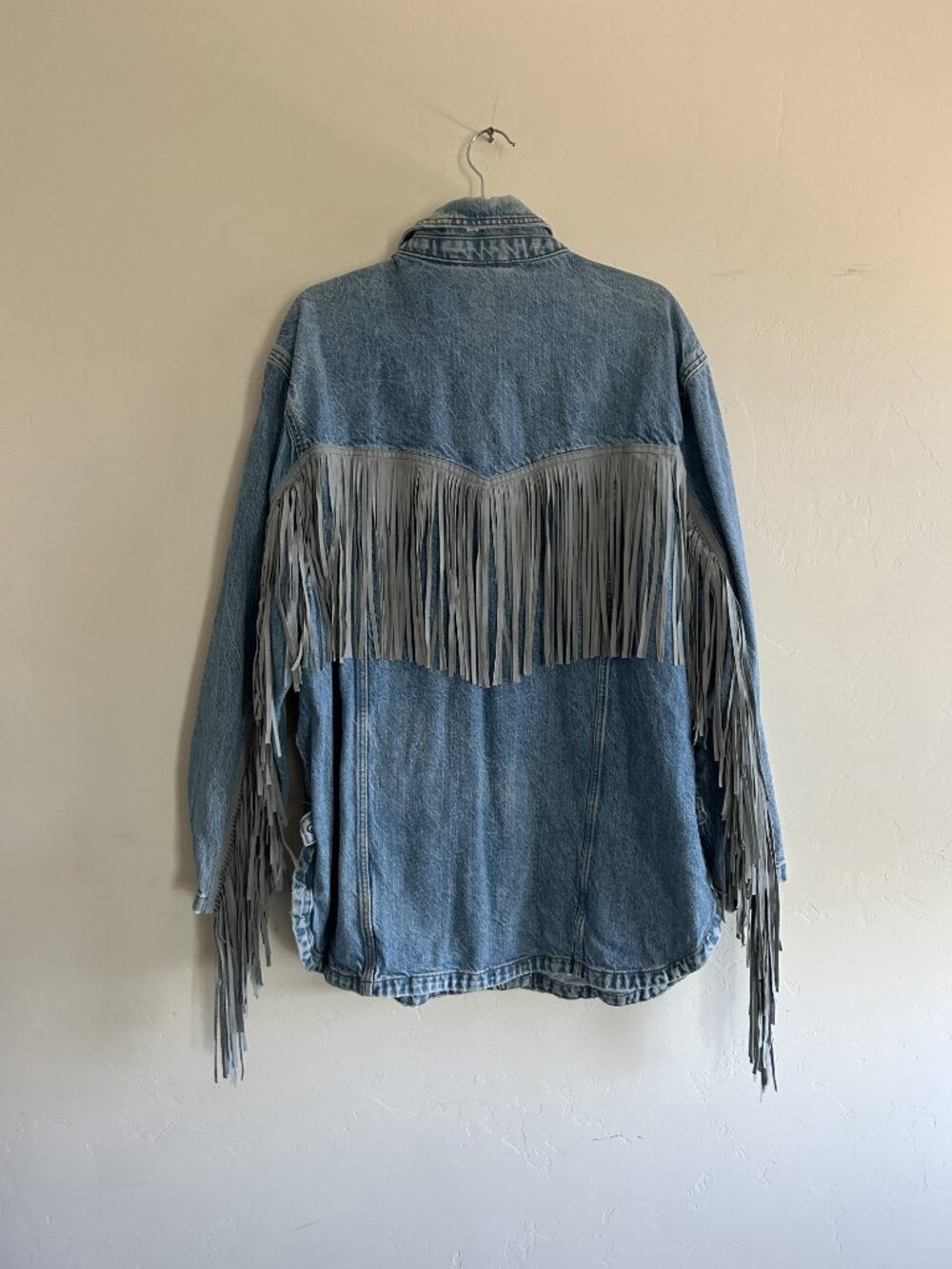 Free People Women's Blue Fringe Jacket - Picture 4 of 5